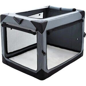 36Inch Collapsible Crate for Large Dogs,4Door Foldable SoftKennel with ChewProof